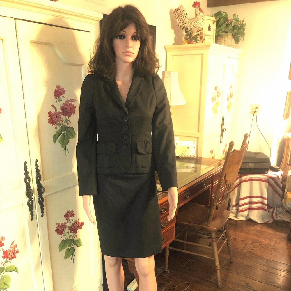 Brown/Black Gingham Halogen Skirt Suit